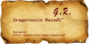 Gregorovics Rezső névjegykártya